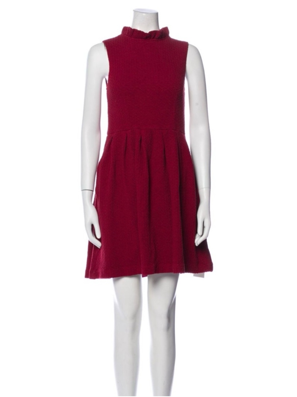 Women’s Sleeveless Ruffle Neck Dress in Berry